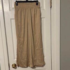 Elegant Tan Wide Leg Women's Pants, Size XS
